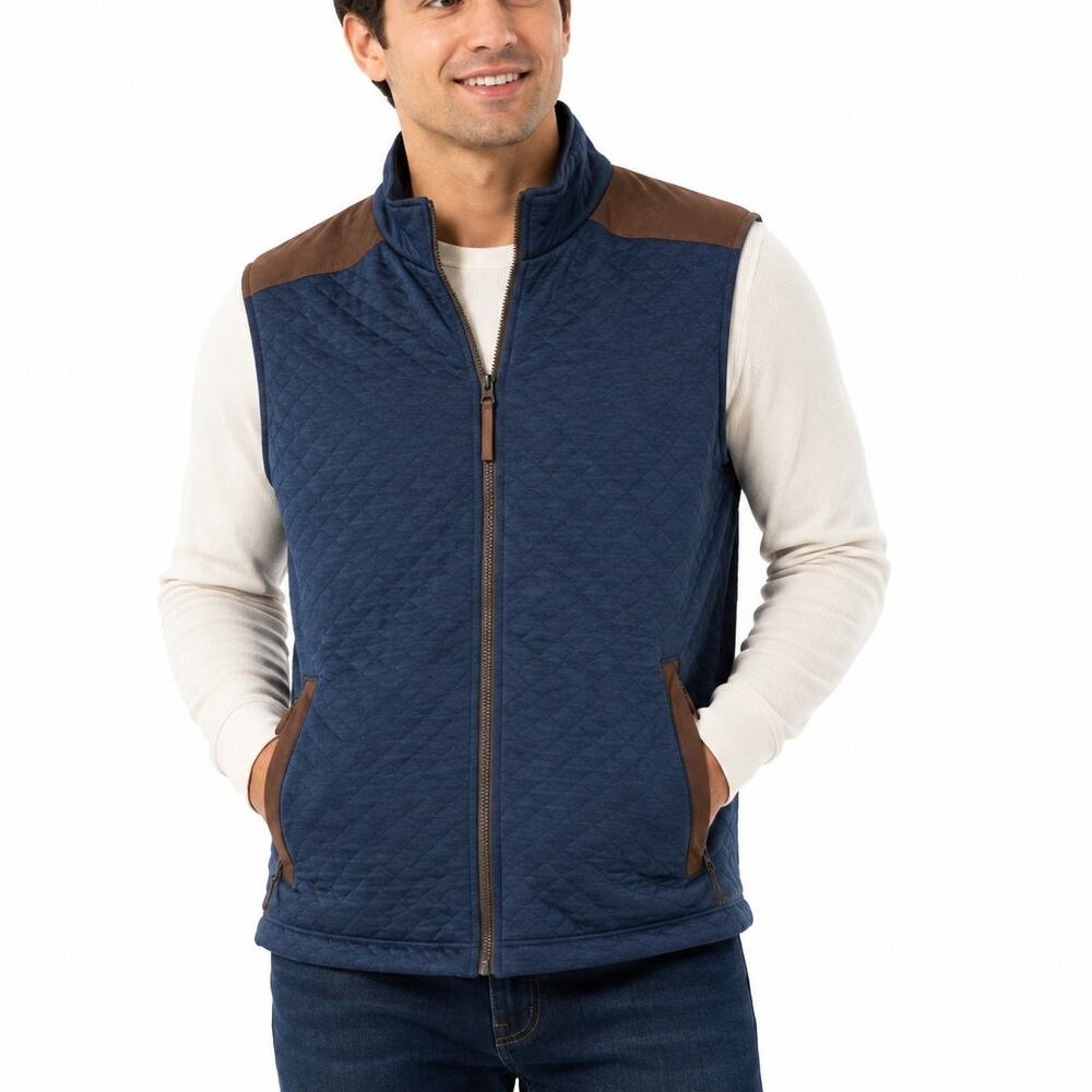 Cremieux Unlined Quilted Vest Faux Suede Detail 4XT Tall